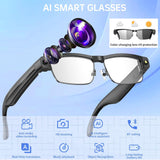 Smart Bluetooth Glasses with HD Camera –1080P Video Recording, AI Voice, Chatgpt, Open-Ear Audio, Music,Call, ANC Mic,Fashion Smart Sunglasses with Outdoor UV Protection,Wifi,Translation for Men Women